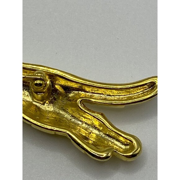 Vintage Trifari Gold-Tone Leopard Brooch Pin With Green Rhinestone Eye J0249 - Picture 10 of 13